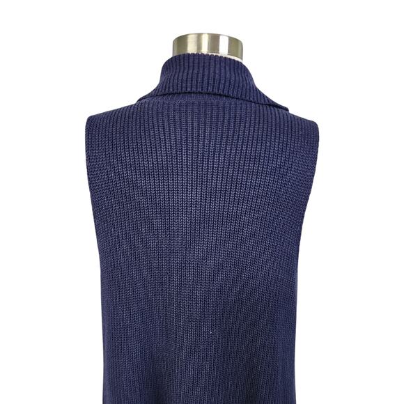 Talbots Womens Open Front Drape Cardigan Vest Size Small Petite Navy Blue Knit - Picture 5 of 9
